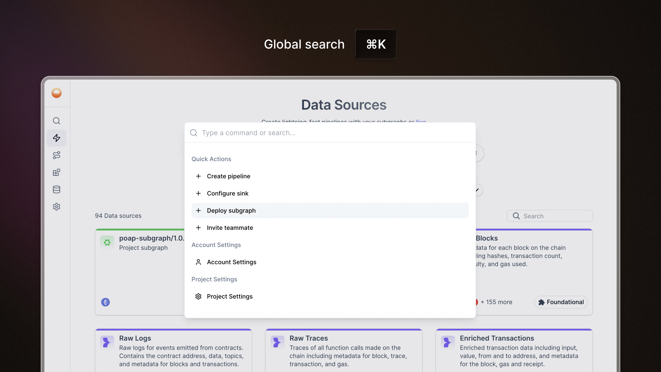 New global search command